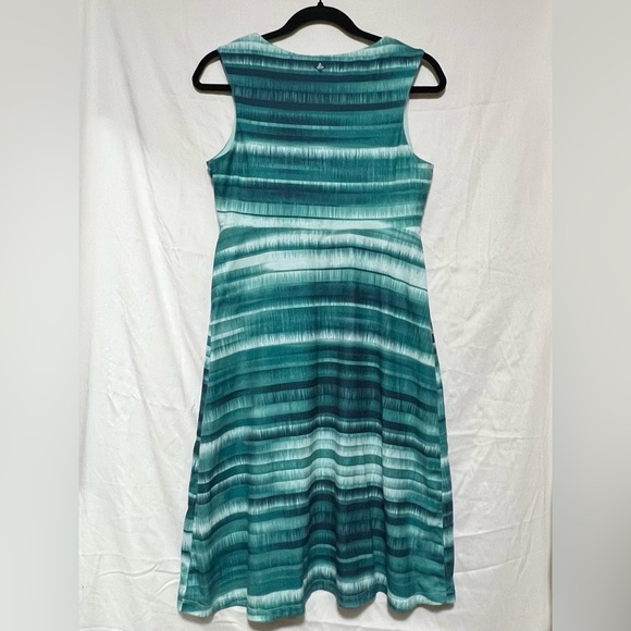 Prana Viana Aqua and White Striped Lightweight Casual Midi Dress Resortwear - Picture 5 of 7